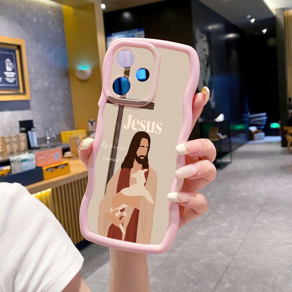 For Infinix Hot 40i 40 Pro Note 30 Play Smart 8 Pro 9 10 Play Lite Jesus Sheep Cross Wave Frame Phone Case Anti Drop Cover