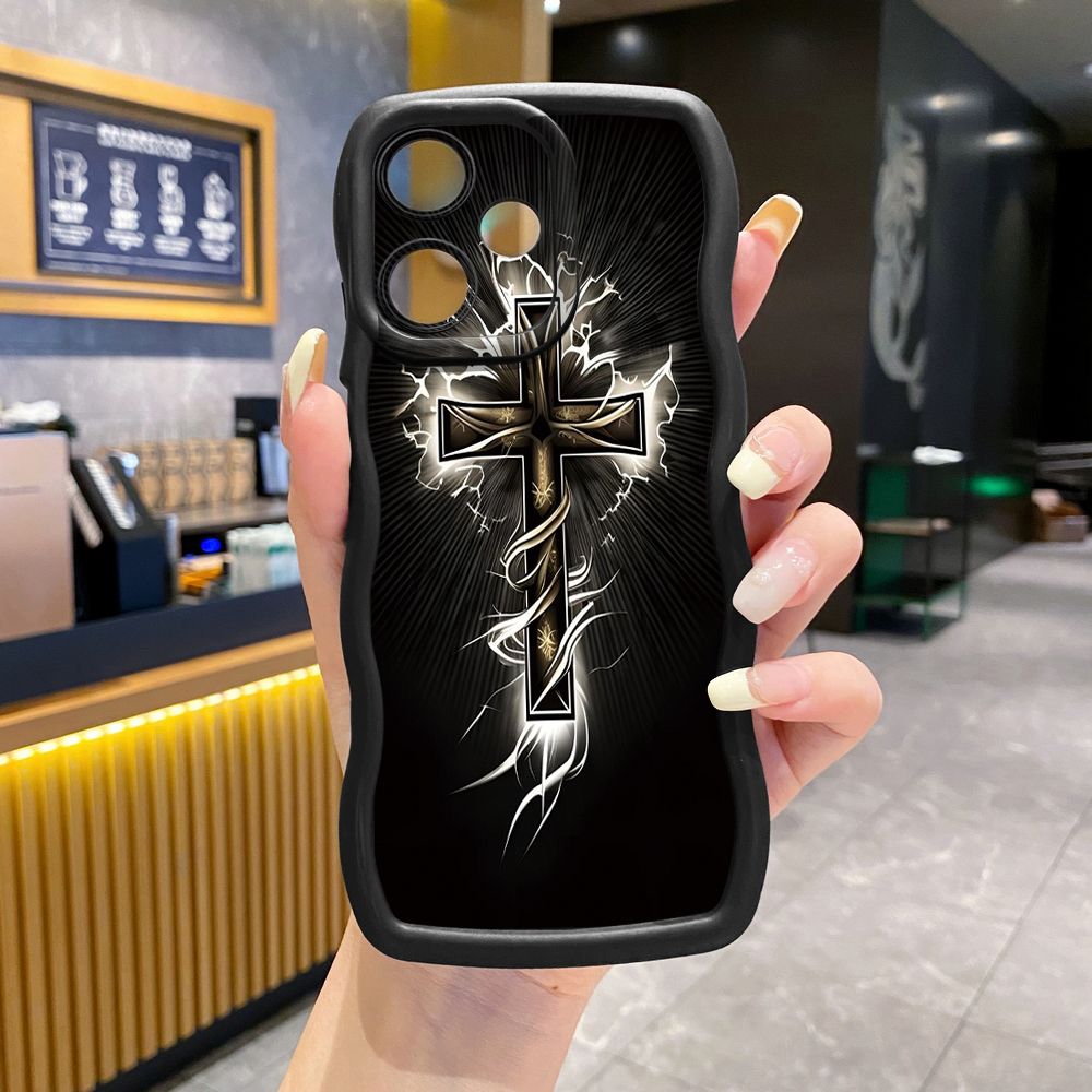 For Infinix Hot 40i 40 Pro Note 30 Play Smart 8 Pro 9 10 Play Lite Jesus Sheep Cross Wave Frame Phone Case Anti Drop Cover