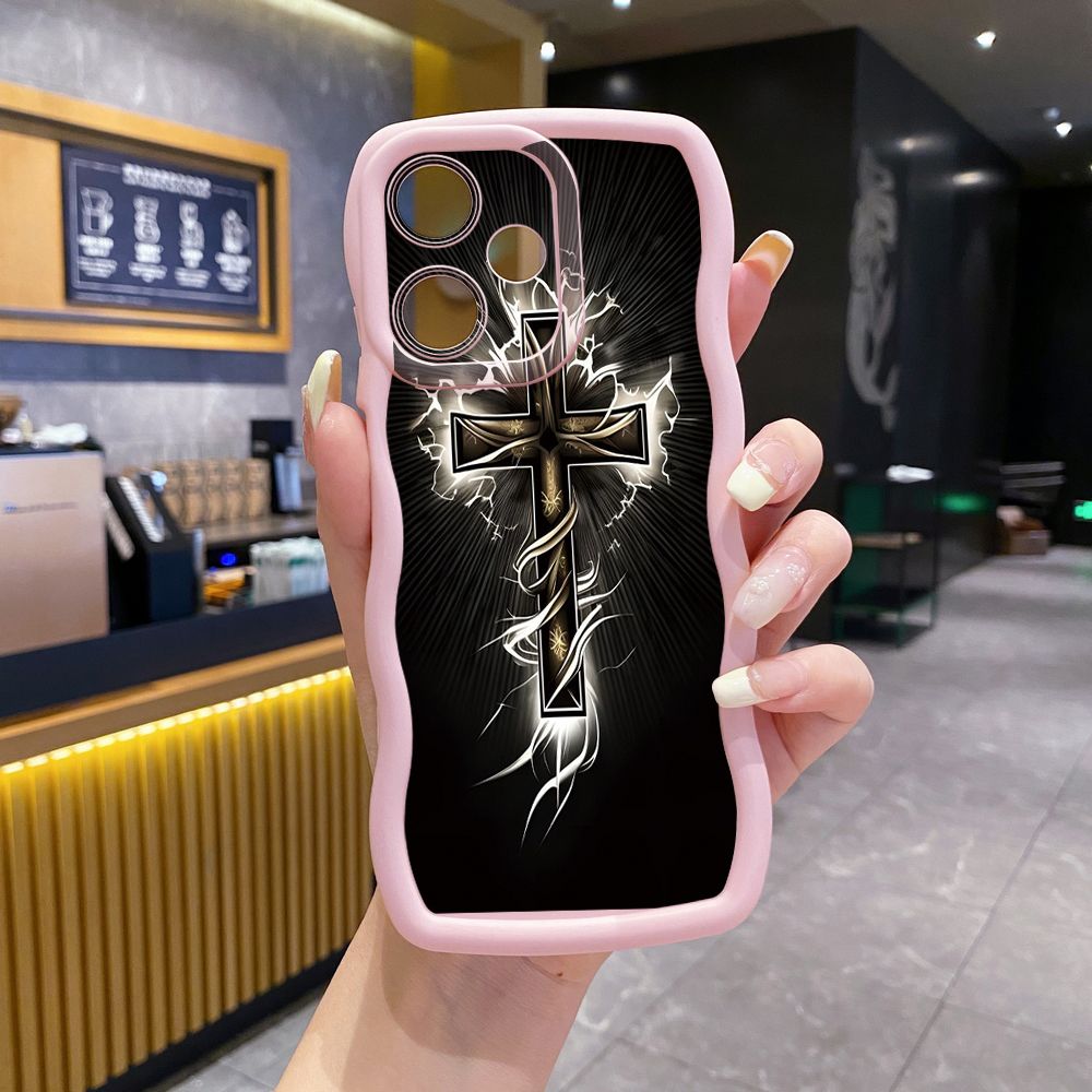 For Infinix Hot 40i 40 Pro Note 30 Play Smart 8 Pro 9 10 Play Lite Jesus Sheep Cross Wave Frame Phone Case Anti Drop Cover