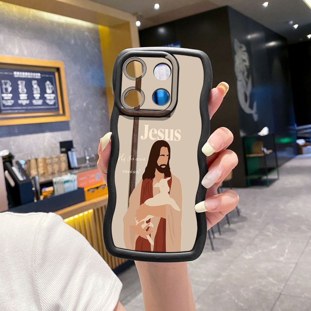 For ITEl A04 A60 A70 P40 S23 Plus Jesus Sheep Cross Wave Frame Phone Case Anti Drop Cover