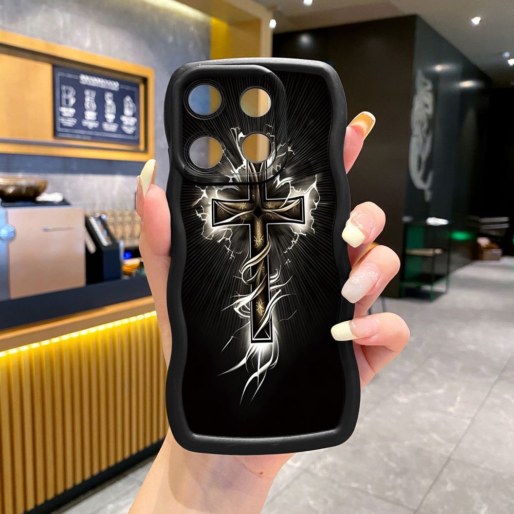 For ITEl A04 A60 A70 P40 S23 Plus Jesus Sheep Cross Wave Frame Phone Case Anti Drop Cover