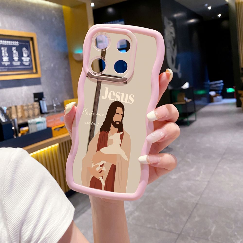 For ITEl A04 A60 A70 P40 S23 Plus Jesus Sheep Cross Wave Frame Phone Case Anti Drop Cover