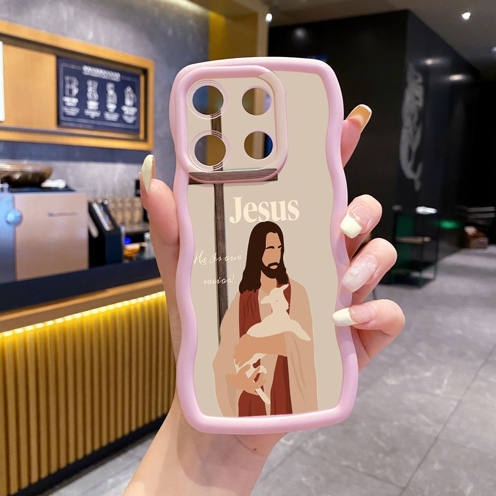 For ITEl A04 A60 A70 P40 S23 Plus Jesus Sheep Cross Wave Frame Phone Case Anti Drop Cover