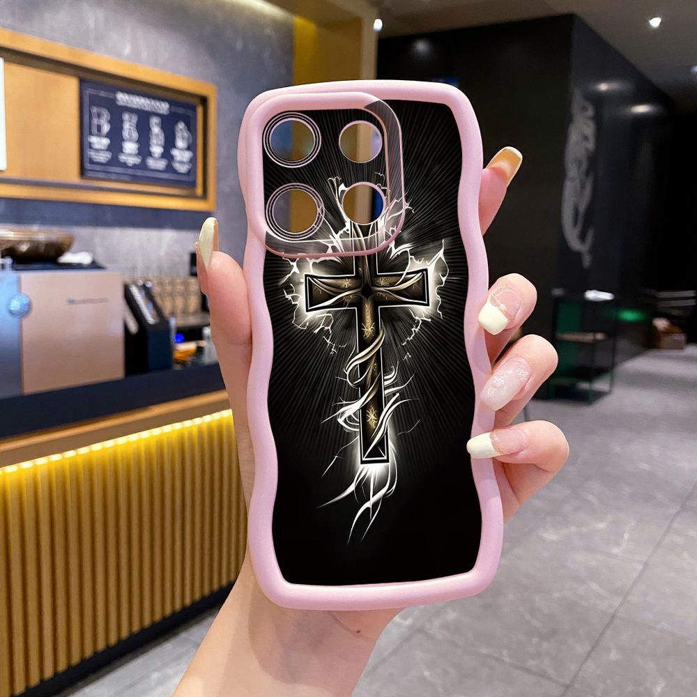 For ITEl A04 A60 A70 P40 S23 Plus Jesus Sheep Cross Wave Frame Phone Case Anti Drop Cover