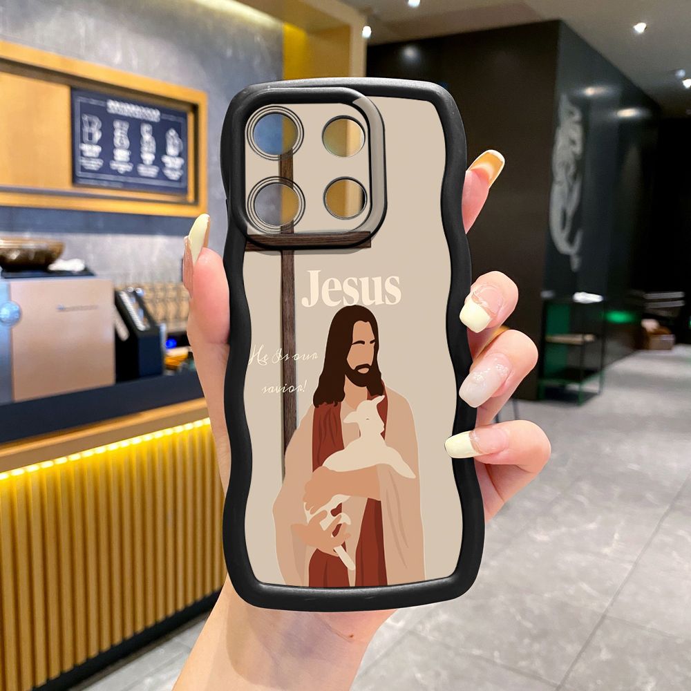 For ITEl A04 A60 A70 P40 S23 Plus Jesus Sheep Cross Wave Frame Phone Case Anti Drop Cover