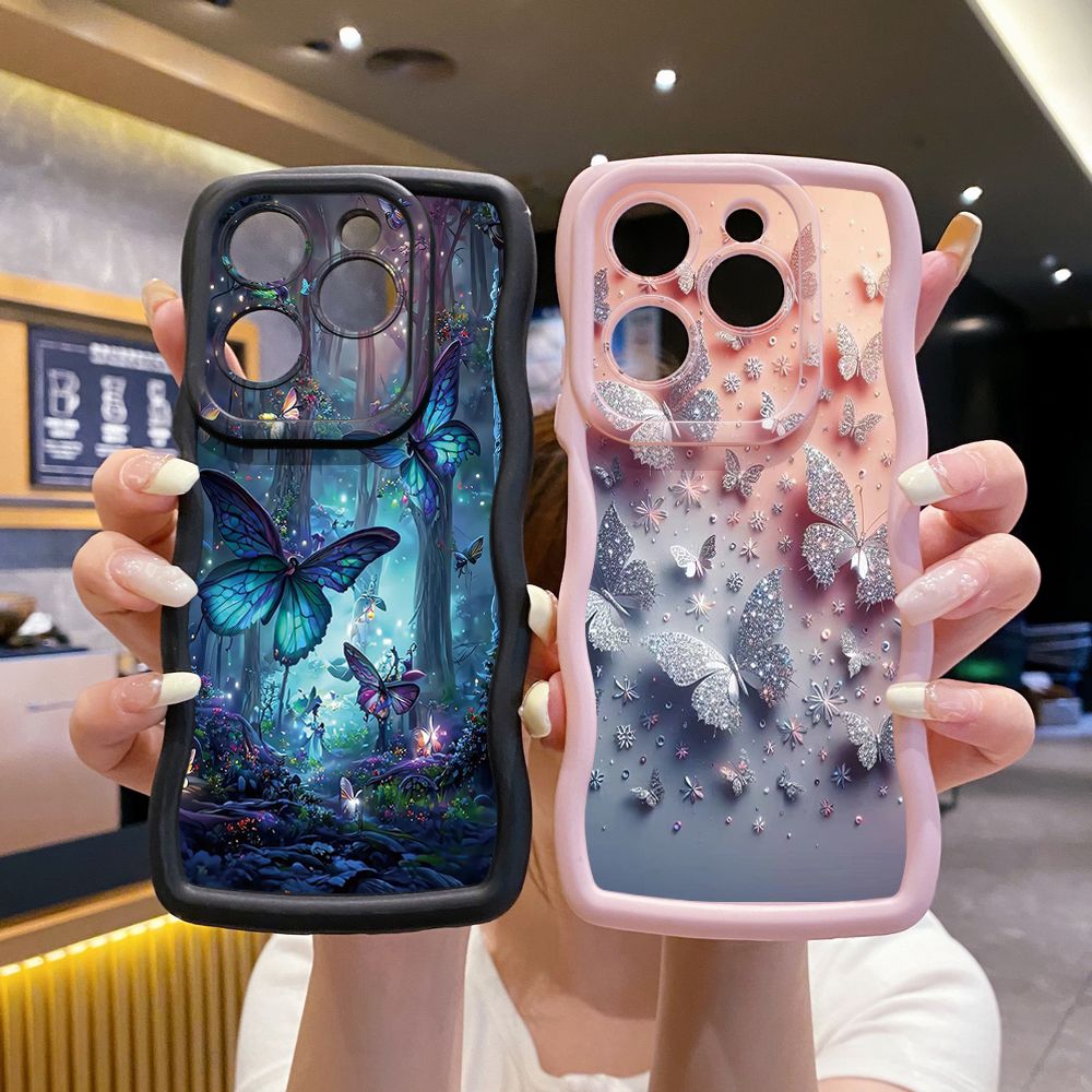 For Tecno Camon 19 Pro NEO 20 30 POP 6 GO 7 Spark GO 2023 8C 9 10 Pro 20C Butterflies Forest Wave Frame Phone Case Anti Drop Cover