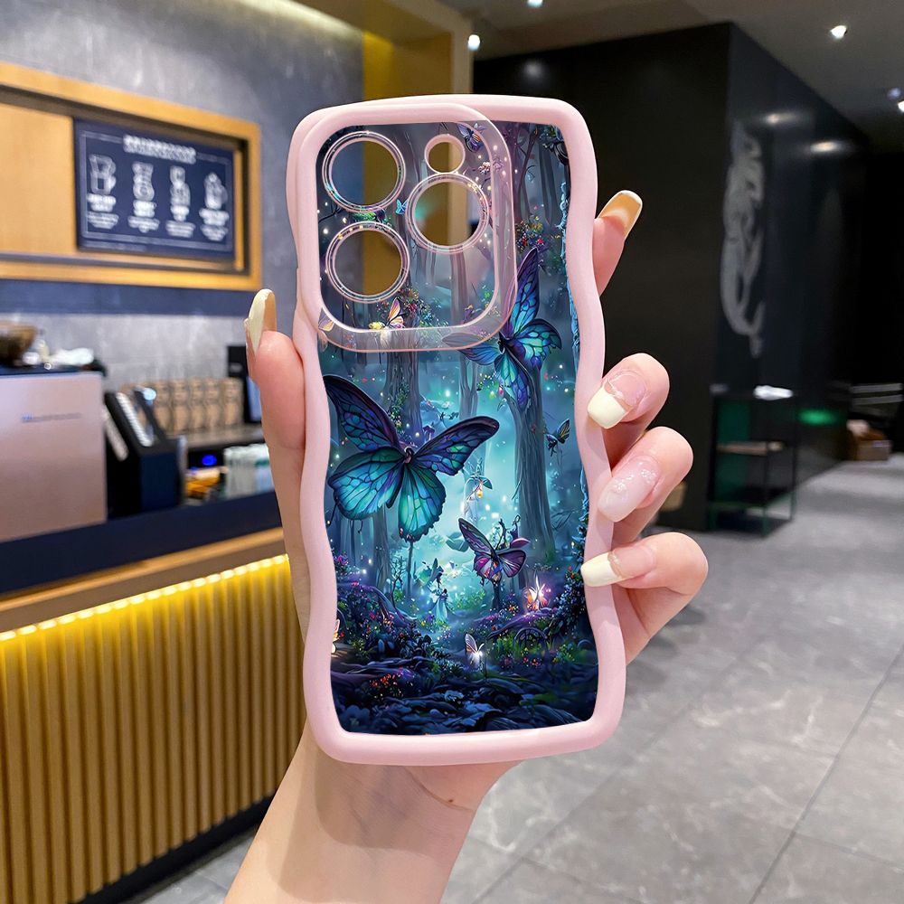 For Tecno Camon 19 Pro NEO 20 30 POP 6 GO 7 Spark GO 2023 8C 9 10 Pro 20C Butterflies Forest Wave Frame Phone Case Anti Drop Cover