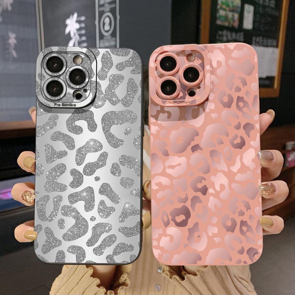 For iPhone 16 Pro Max 14 Plus 13 Pro Max 12 11 XR 8 7 SE 2022 XS Max Gradient Leopard Full Protective Case Anti Drop Cover