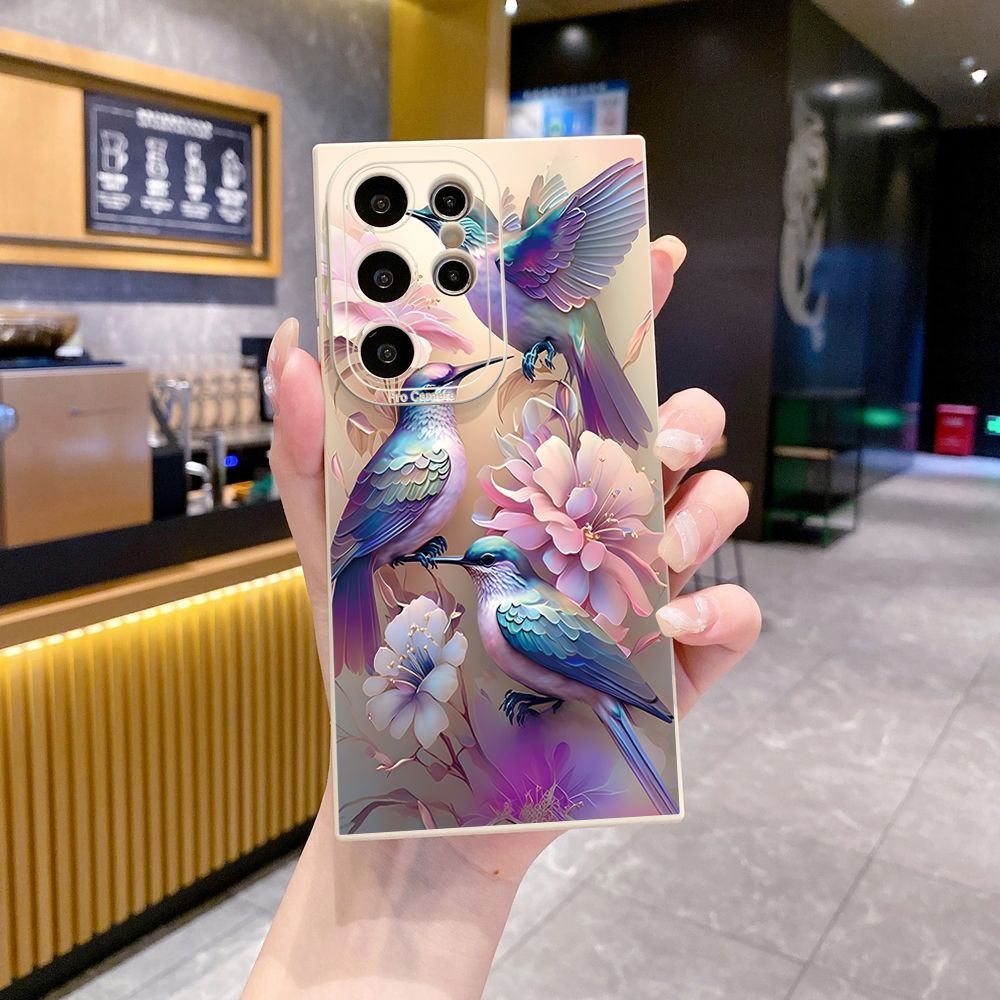 For Samsung Galaxy S24 S23 Ultra S22 Plus Note 20 S21 FE S20 Colorful Hummingbird Full Protective Case Anti Drop Cover