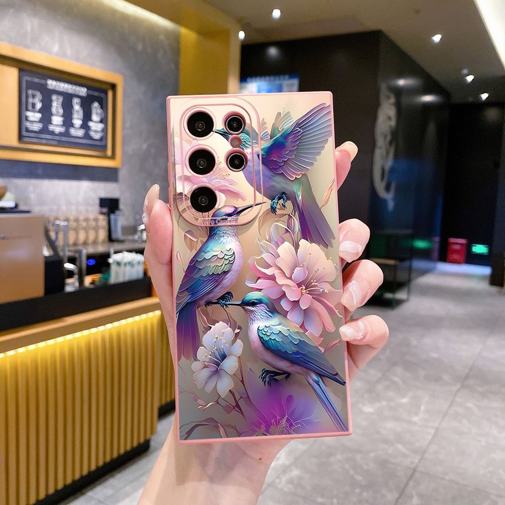 For Samsung Galaxy S24 S23 Ultra S22 Plus Note 20 S21 FE S20 Colorful Hummingbird Full Protective Case Anti Drop Cover