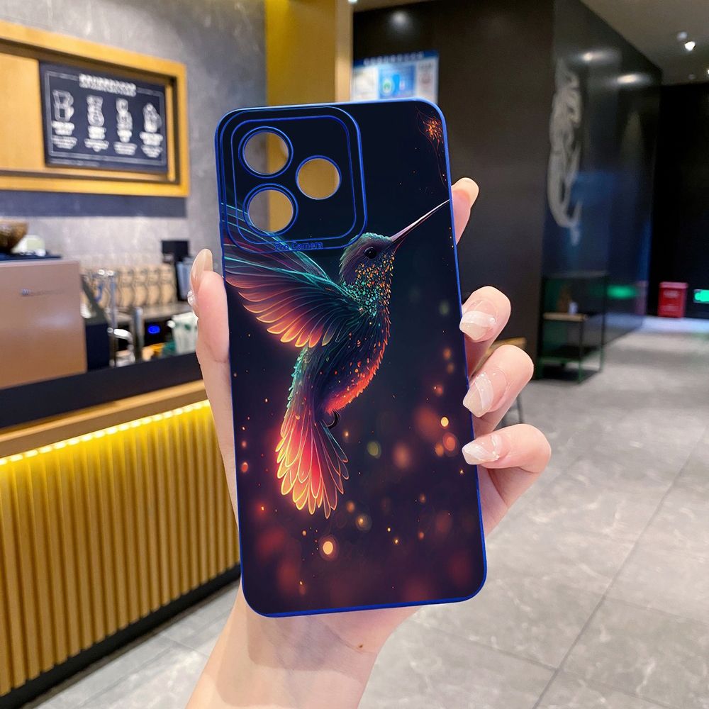 For Realme C61 C63 C65 C67 C53 C51 Note 50 60 C21 C33 C30 C35 C11 2021 C12 C15 C21Y C25Y Realme 12 13 Colorful Hummingbird Full Protective Case Anti Drop Cover