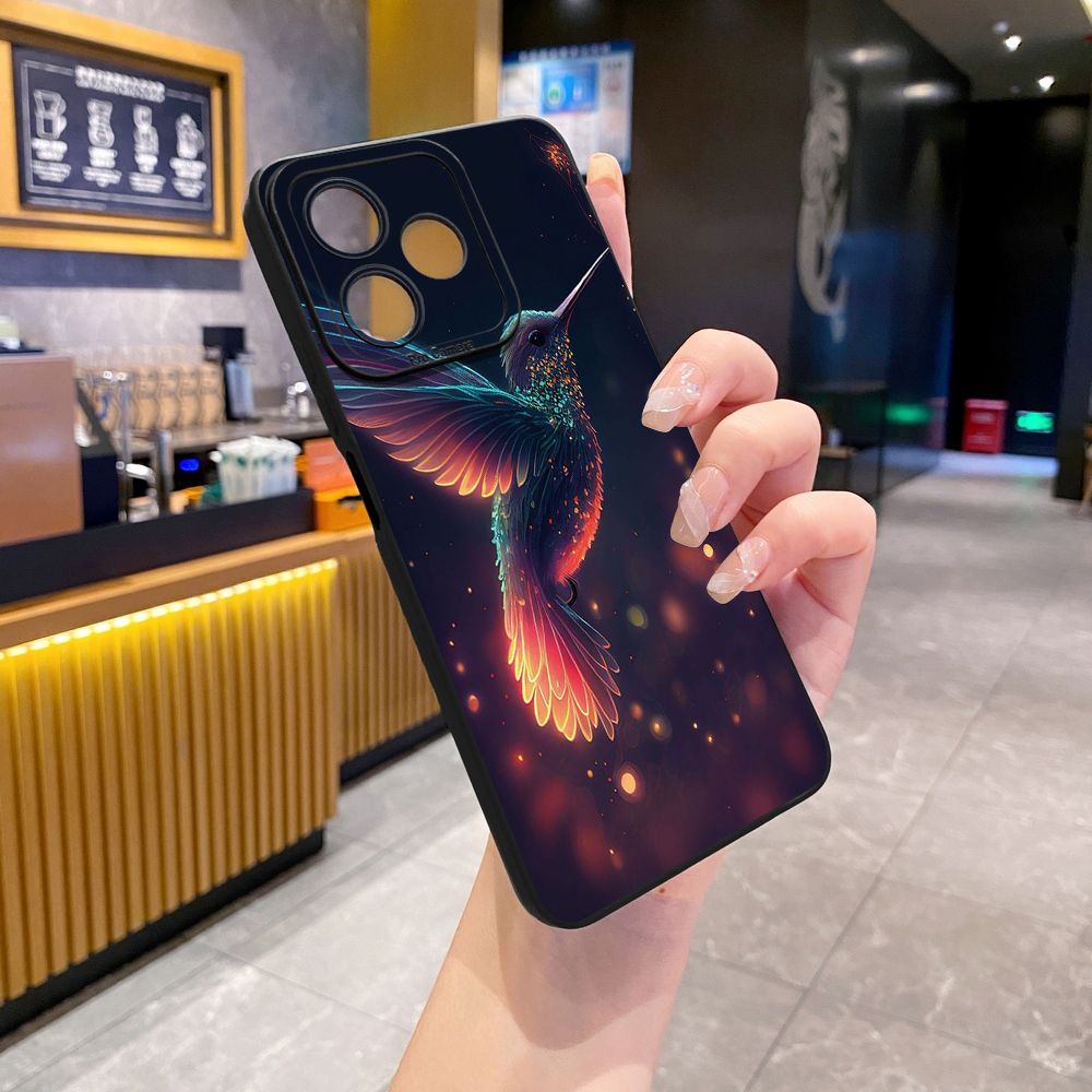 For Realme C61 C63 C65 C67 C53 C51 Note 50 60 C21 C33 C30 C35 C11 2021 C12 C15 C21Y C25Y Realme 12 13 Colorful Hummingbird Full Protective Case Anti Drop Cover