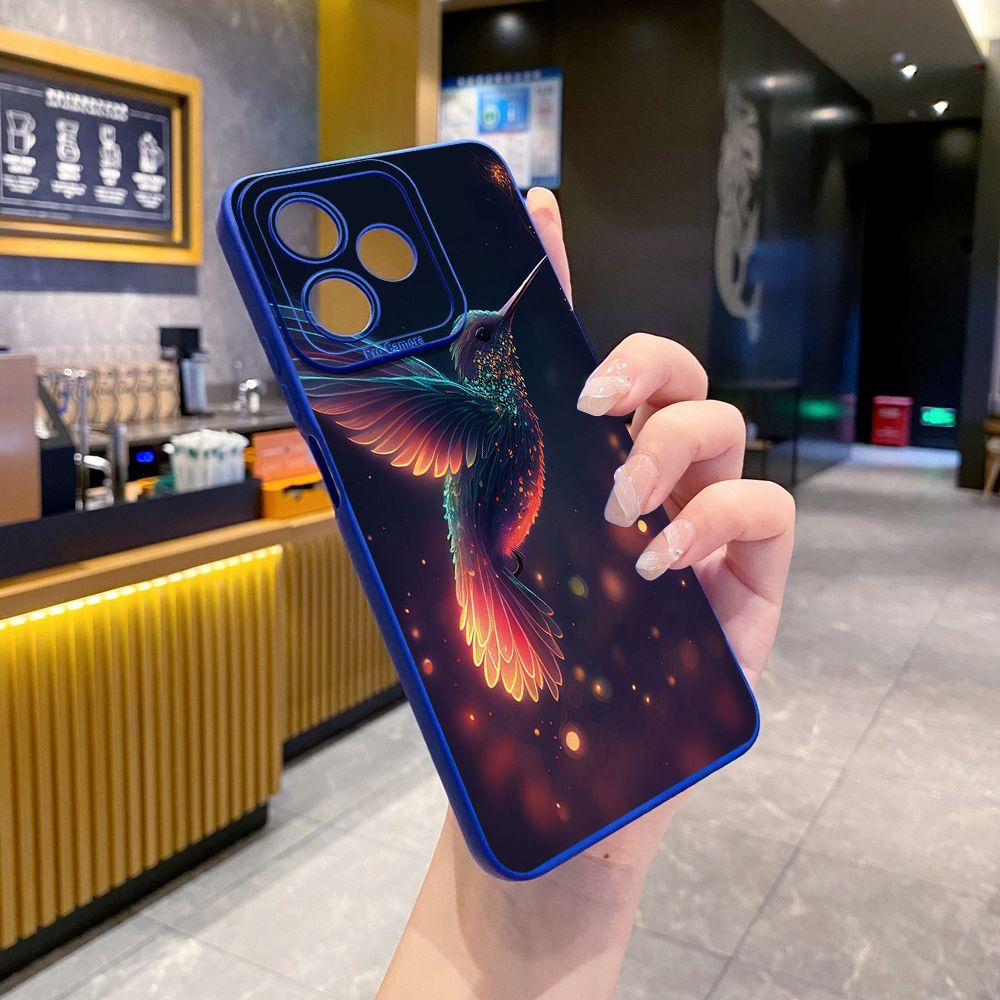 For Realme C61 C63 C65 C67 C53 C51 Note 50 60 C21 C33 C30 C35 C11 2021 C12 C15 C21Y C25Y Realme 12 13 Colorful Hummingbird Full Protective Case Anti Drop Cover
