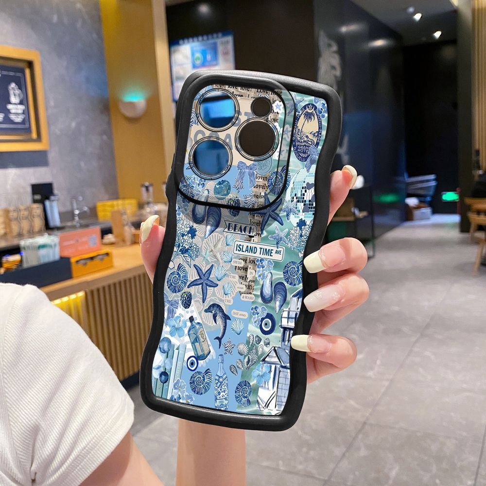 For Tecno Camon 19 Pro NEO 20 30 POP 6 GO 7 Spark GO 2023 8C 9 10 Pro 20C Love Heart Crystal Shell  Wave Frame Phone Case Anti Drop Cover