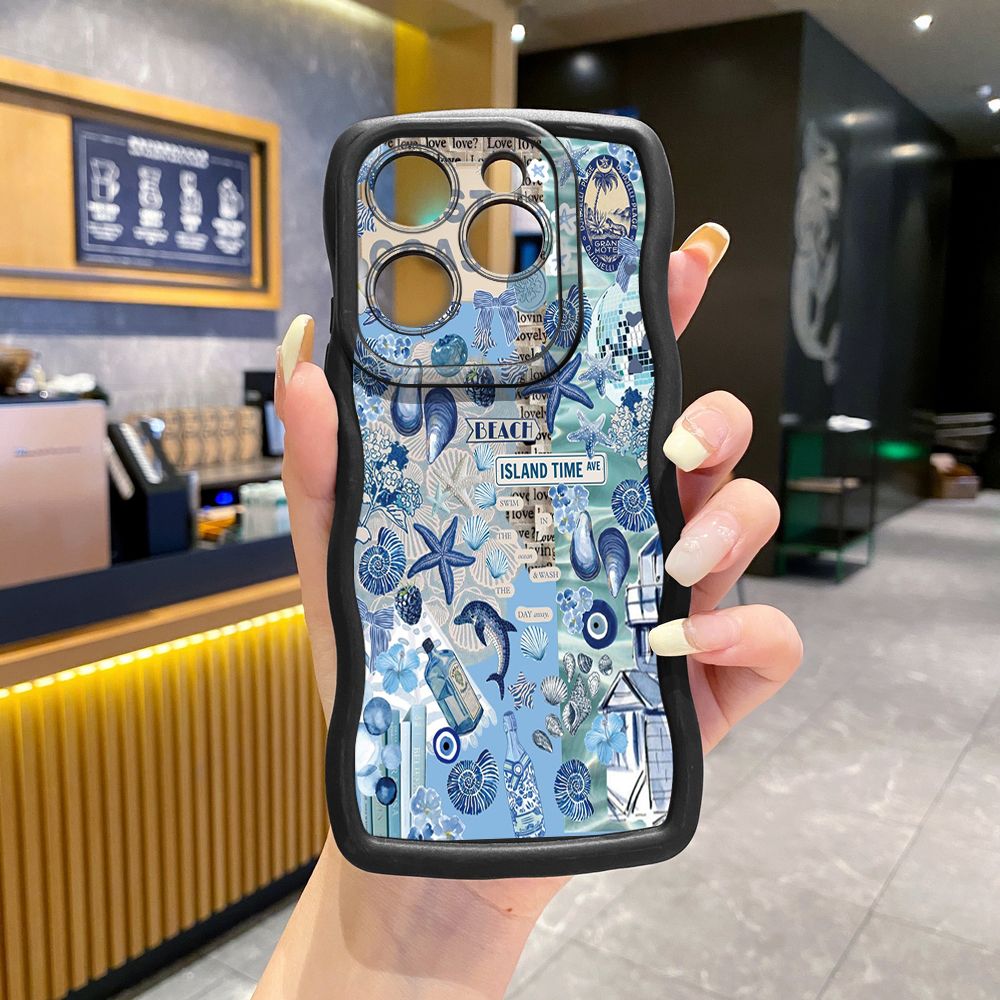 For Tecno Camon 19 Pro NEO 20 30 POP 6 GO 7 Spark GO 2023 8C 9 10 Pro 20C Love Heart Crystal Shell  Wave Frame Phone Case Anti Drop Cover