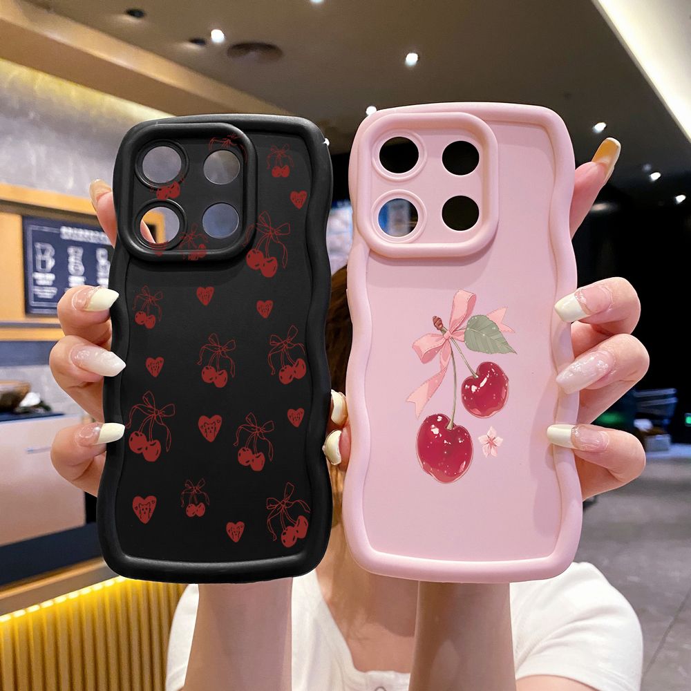 For ITEl A04 A60 A70 P40 S23 Plus Love Shape Cherry Wave Frame Phone Case Anti Drop Cover