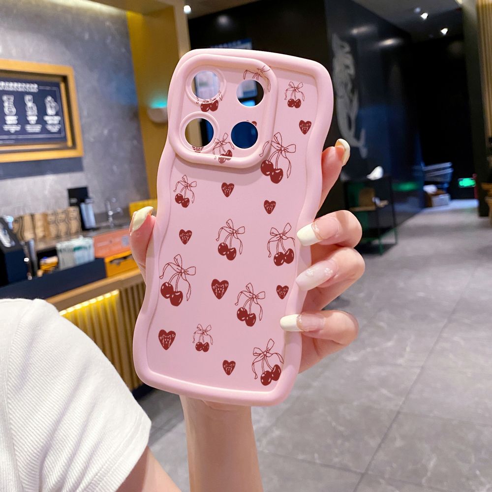 For ITEl A04 A60 A70 P40 S23 Plus Love Shape Cherry Wave Frame Phone Case Anti Drop Cover