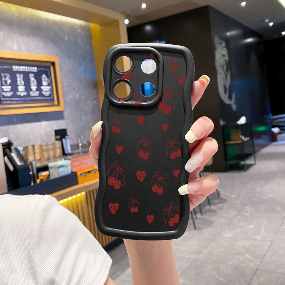 For ITEl A04 A60 A70 P40 S23 Plus Love Shape Cherry Wave Frame Phone Case Anti Drop Cover