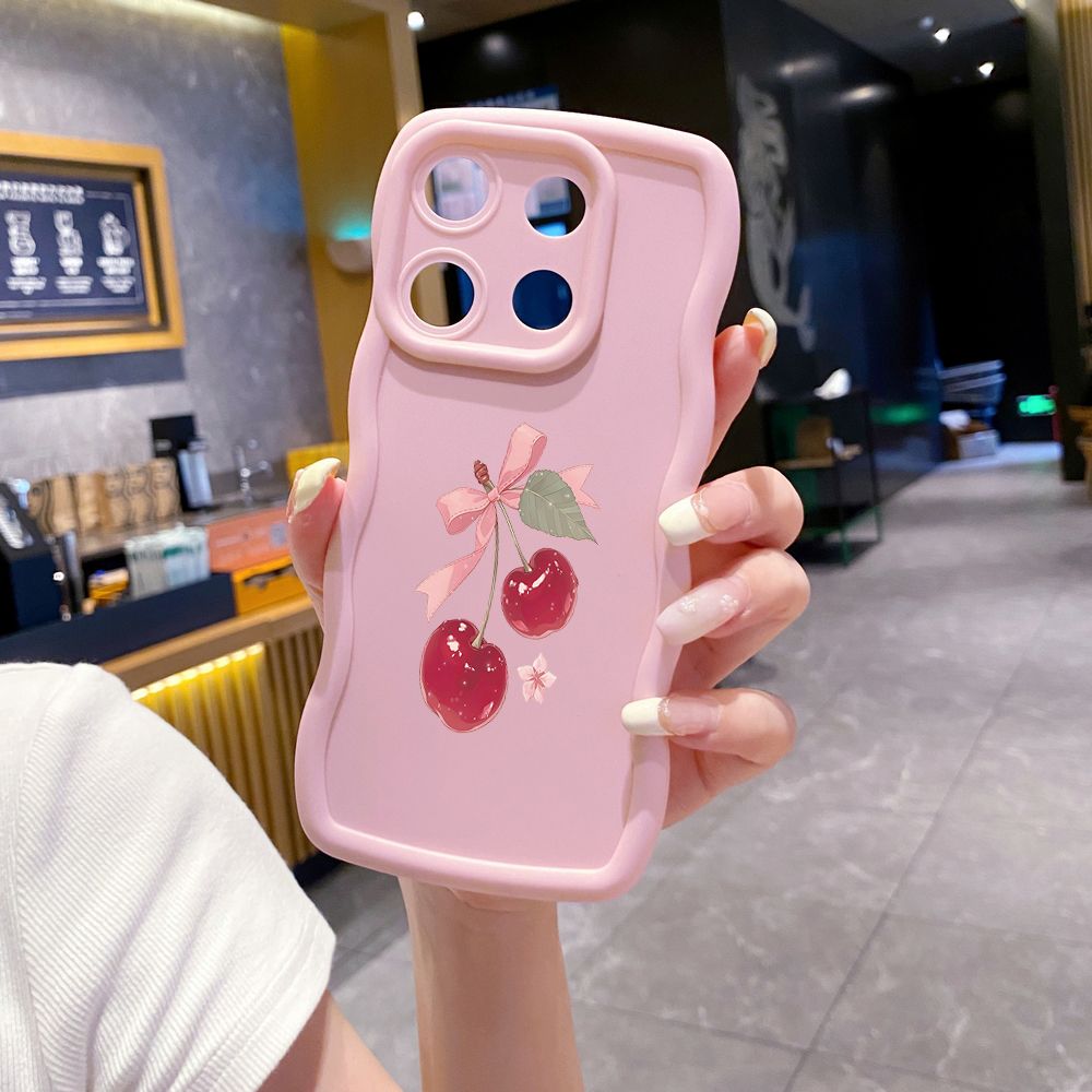 For ITEl A04 A60 A70 P40 S23 Plus Love Shape Cherry Wave Frame Phone Case Anti Drop Cover