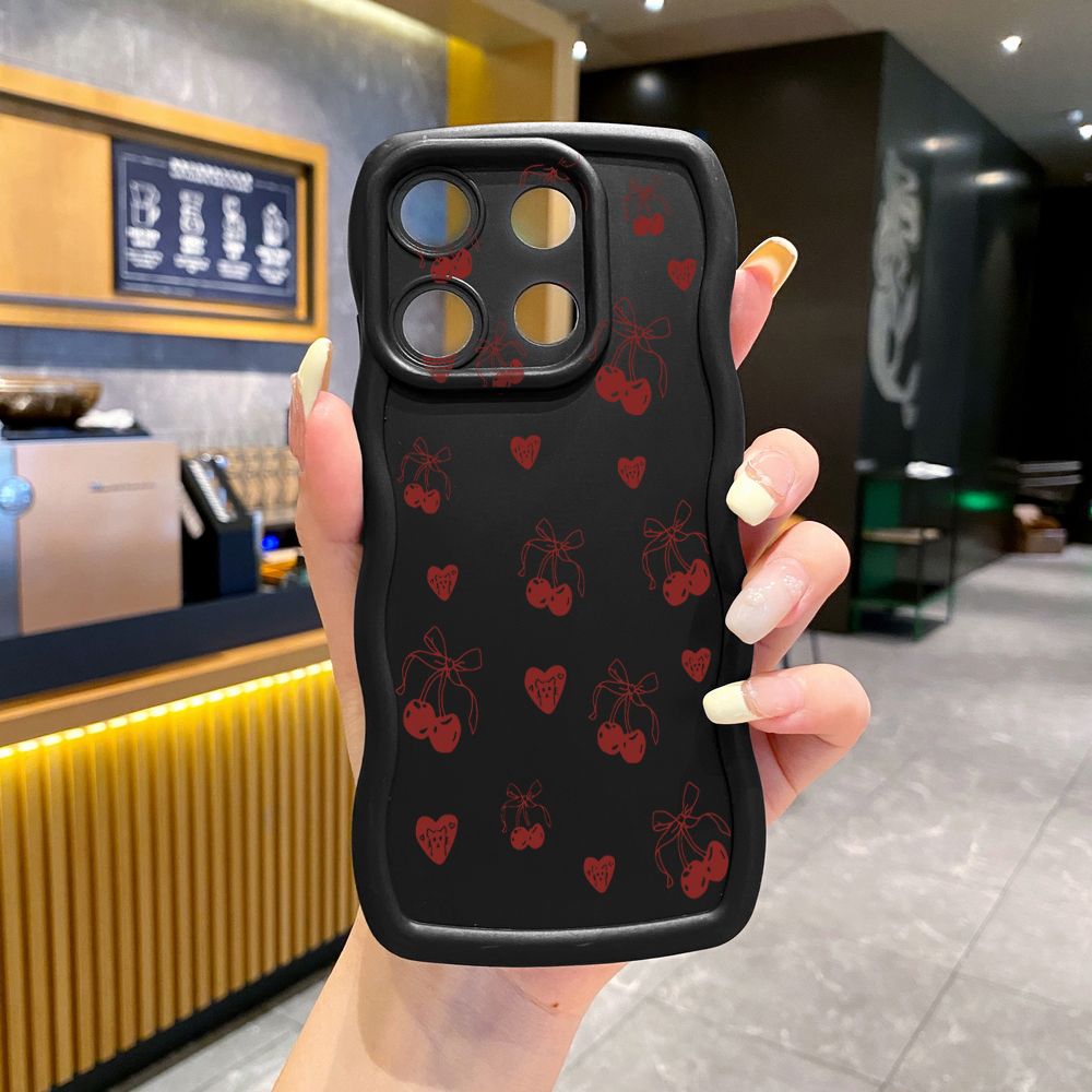 For ITEl A04 A60 A70 P40 S23 Plus Love Shape Cherry Wave Frame Phone Case Anti Drop Cover