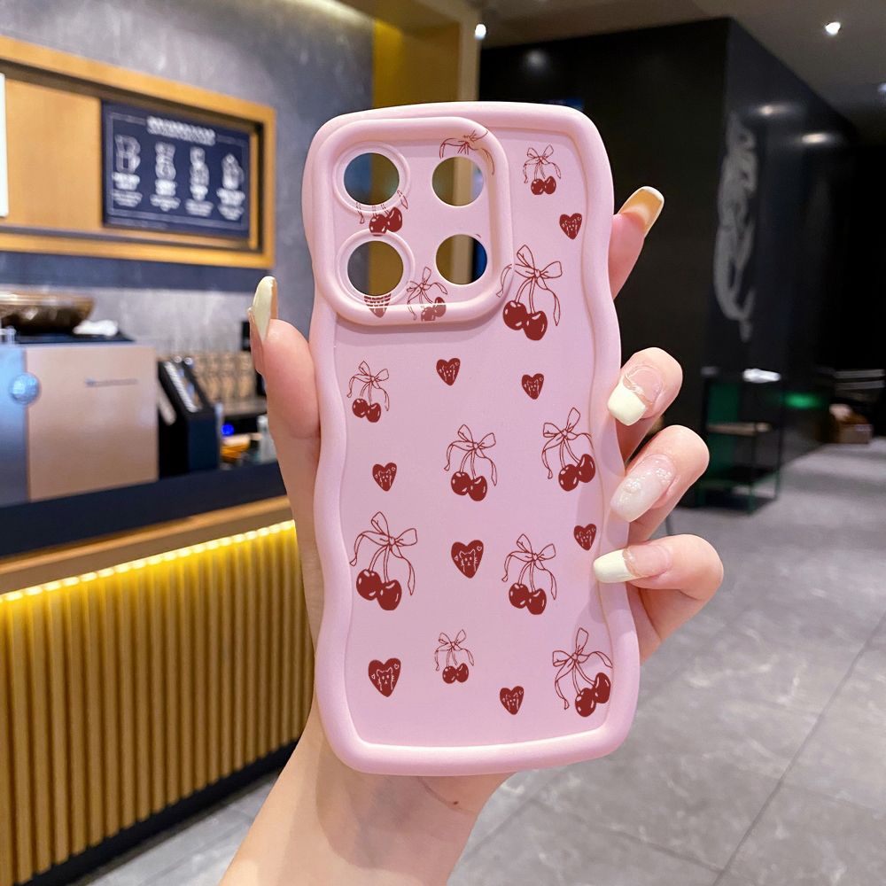 For ITEl A04 A60 A70 P40 S23 Plus Love Shape Cherry Wave Frame Phone Case Anti Drop Cover