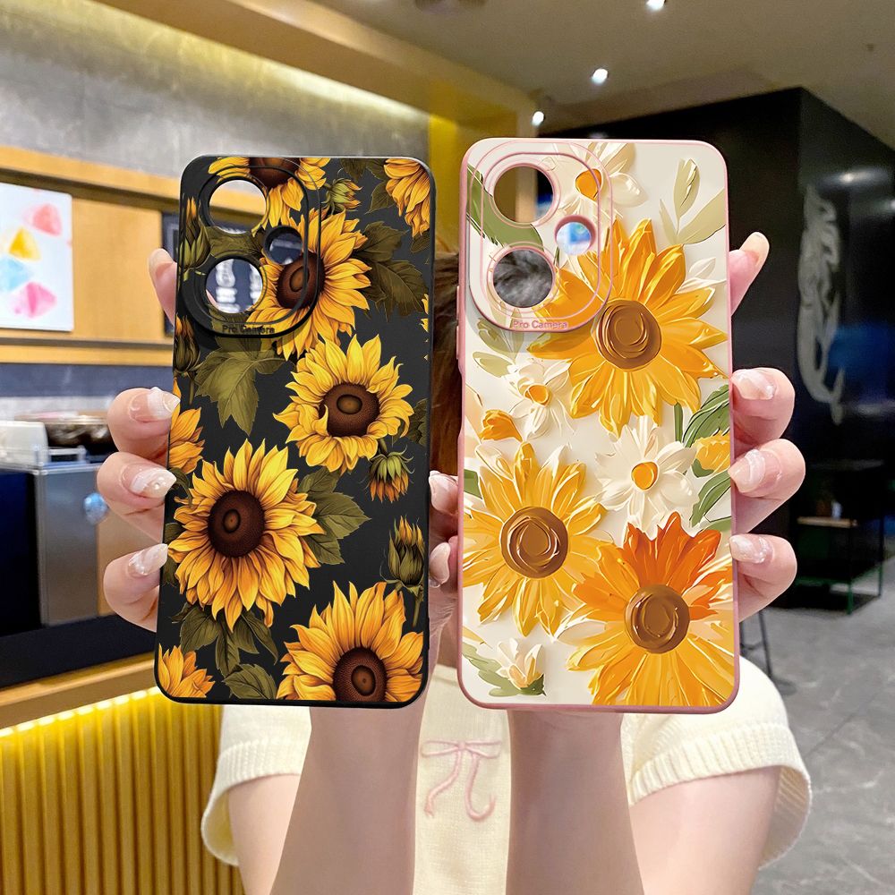 For VIVO Y28 Y03 Y18 Y17S Y27 Y15A Y15S Y02S Y02A Y36 Y33S Y12S Y12A Y01 Y1S Y20A Y22 Beautiful Sunflower Full Protective Case Anti Drop Cover