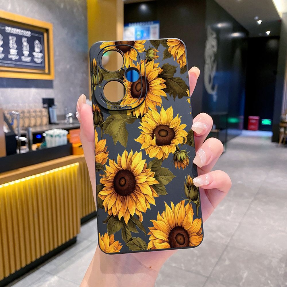 For VIVO Y28 Y03 Y18 Y17S Y27 Y15A Y15S Y02S Y02A Y36 Y33S Y12S Y12A Y01 Y1S Y20A Y22 Beautiful Sunflower Full Protective Case Anti Drop Cover