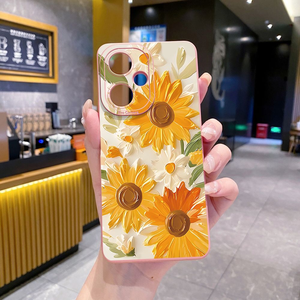 For VIVO Y28 Y03 Y18 Y17S Y27 Y15A Y15S Y02S Y02A Y36 Y33S Y12S Y12A Y01 Y1S Y20A Y22 Beautiful Sunflower Full Protective Case Anti Drop Cover