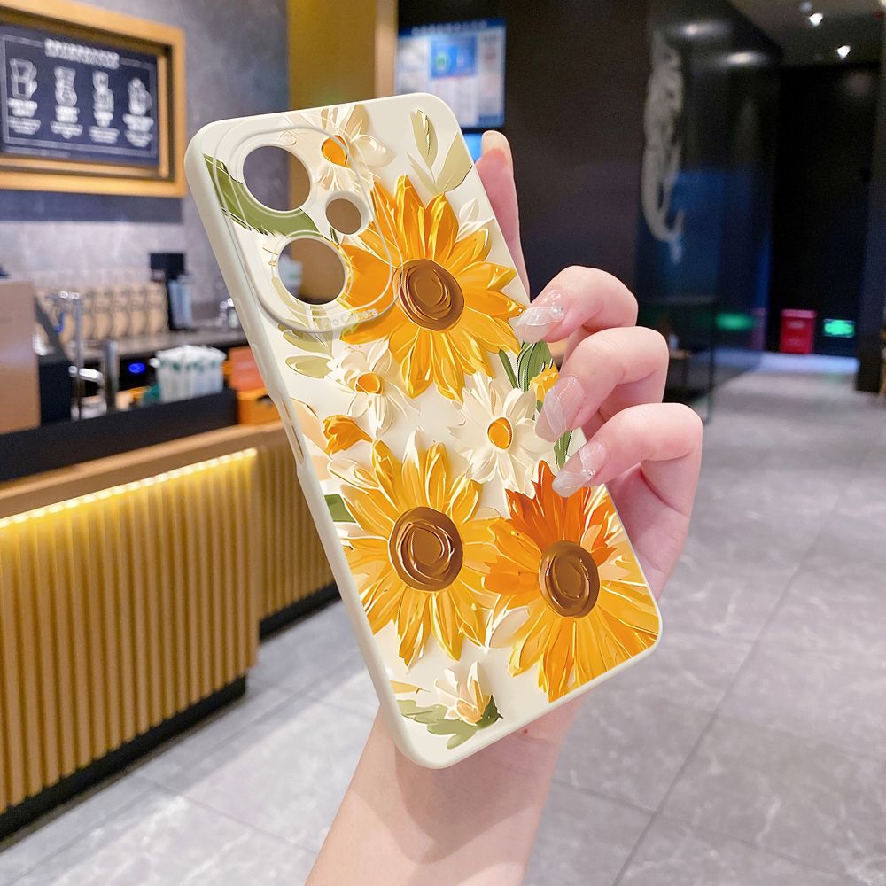 For VIVO Y28 Y03 Y18 Y17S Y27 Y15A Y15S Y02S Y02A Y36 Y33S Y12S Y12A Y01 Y1S Y20A Y22 Beautiful Sunflower Full Protective Case Anti Drop Cover