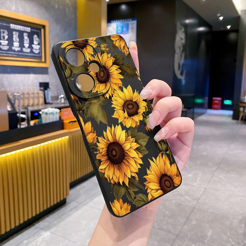 For VIVO Y28 Y03 Y18 Y17S Y27 Y15A Y15S Y02S Y02A Y36 Y33S Y12S Y12A Y01 Y1S Y20A Y22 Beautiful Sunflower Full Protective Case Anti Drop Cover