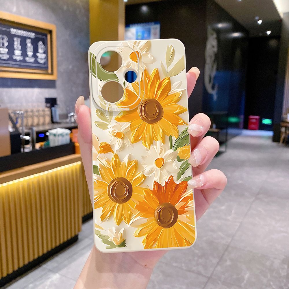 For VIVO Y28 Y03 Y18 Y17S Y27 Y15A Y15S Y02S Y02A Y36 Y33S Y12S Y12A Y01 Y1S Y20A Y22 Beautiful Sunflower Full Protective Case Anti Drop Cover