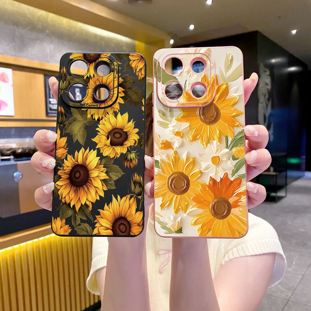 For Xiaomi Redmi Note 13 12 Pro 5G 12S 11S 13C A1 10 Pro 4G 10S Redmi 10C 9C Beautiful Sunflower Full Protective Case Anti Drop Cover