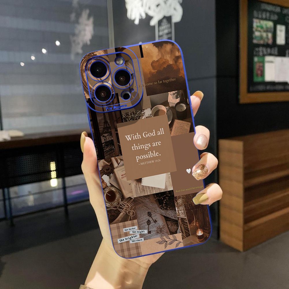 For iPhone 16 Pro Max 14 Plus 13 Pro Max 12 11 XR 8 7 SE 2022 XS Max With God all things are Possible Full Protective Case Anti Drop Cover