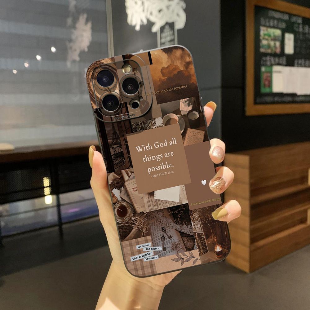 For iPhone 16 Pro Max 14 Plus 13 Pro Max 12 11 XR 8 7 SE 2022 XS Max With God all things are Possible Full Protective Case Anti Drop Cover