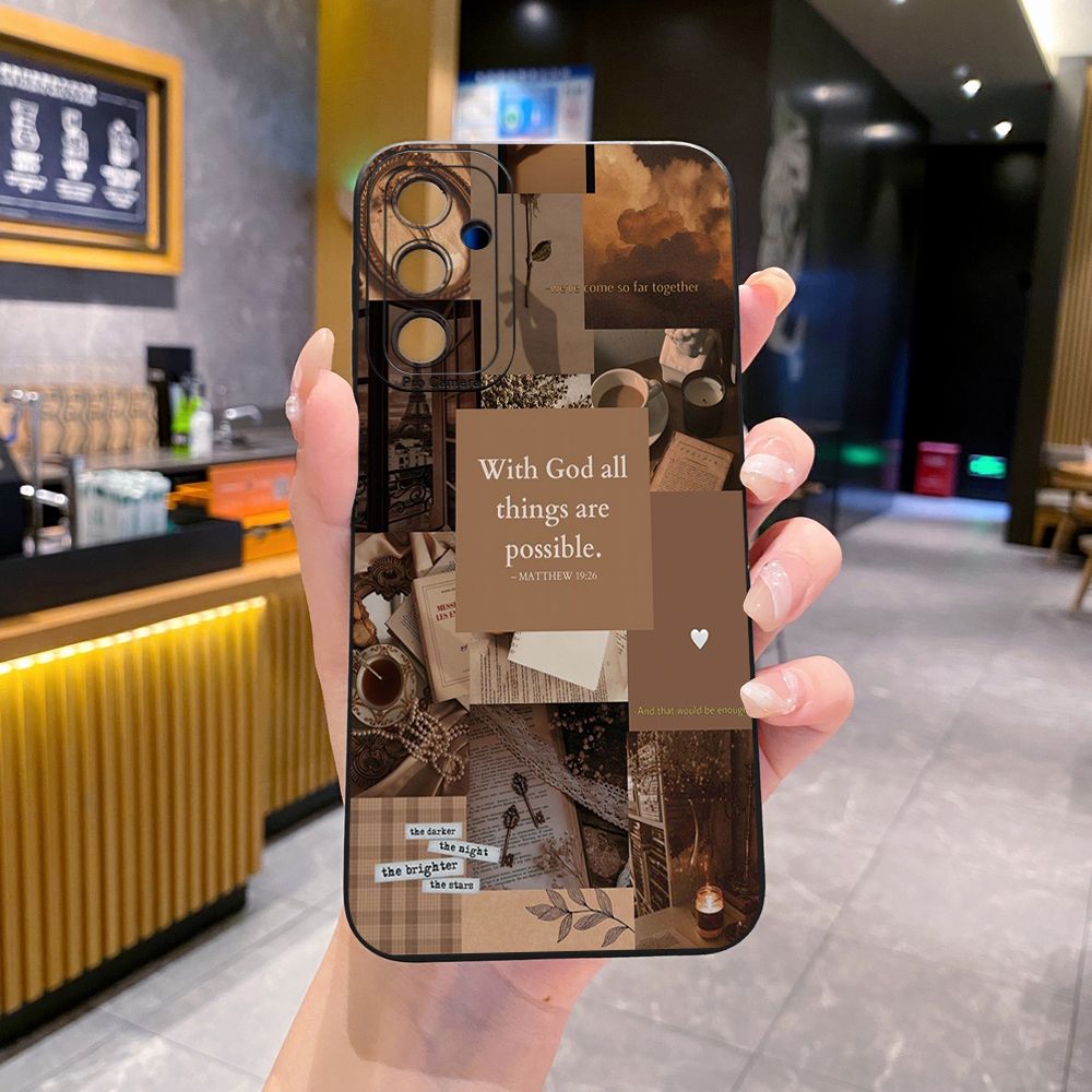 For Samsung Galaxy A16 A06 A15 A05 A25 A35 A55 A14 A24 A34 A54 A33 A53 A73 A32 A52S A72 With God all things are Possible Full Protective Case Anti Drop Cover