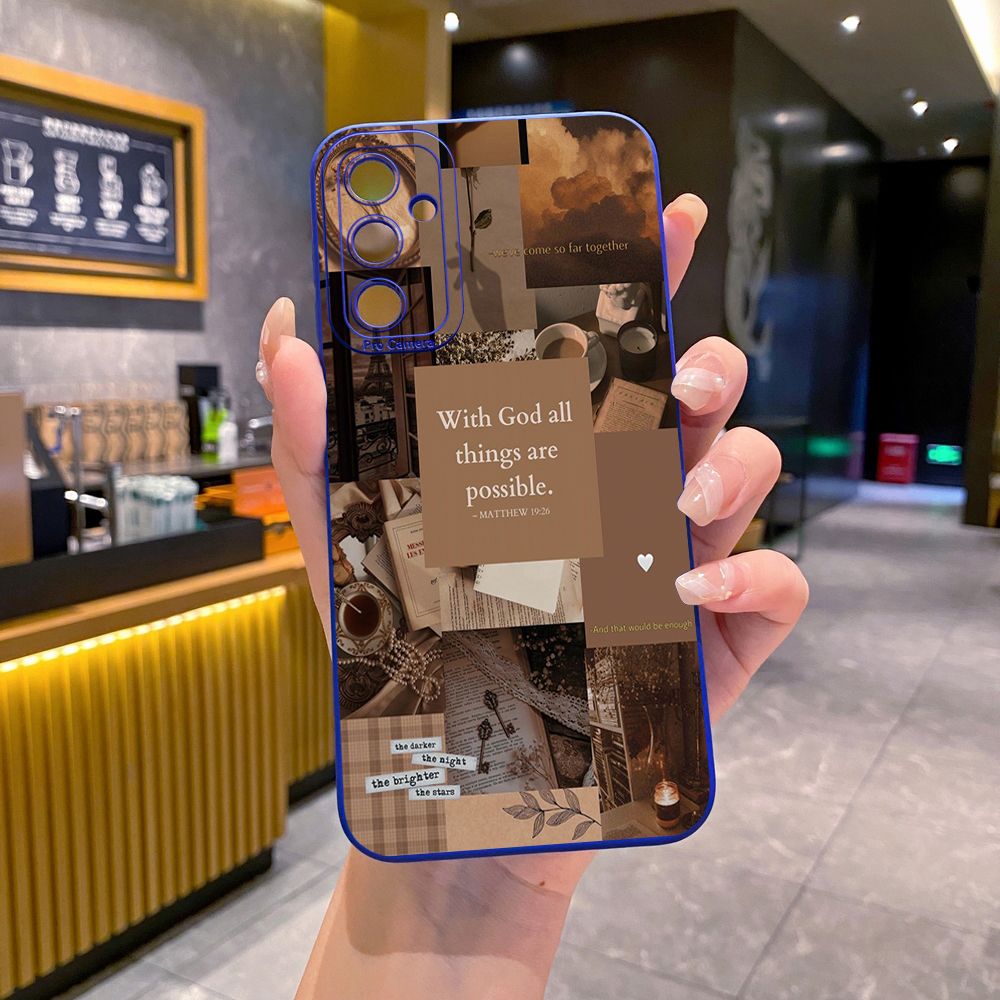 For Samsung Galaxy A16 A06 A15 A05 A25 A35 A55 A14 A24 A34 A54 A33 A53 A73 A32 A52S A72 With God all things are Possible Full Protective Case Anti Drop Cover