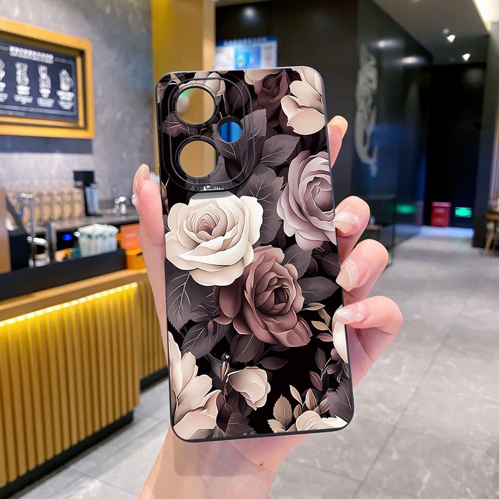 For VIVO Y28 Y03 Y18 Y17S Y27 Y15A Y15S Y02S Y02A Y36 Y33S Y12S Y12A Y01 Y1S Y20A Y22 Coffee Pink Color Rose Full Protective Case Anti Drop Cover