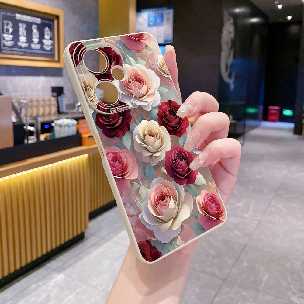 For VIVO Y28 Y03 Y18 Y17S Y27 Y15A Y15S Y02S Y02A Y36 Y33S Y12S Y12A Y01 Y1S Y20A Y22 Coffee Pink Color Rose Full Protective Case Anti Drop Cover