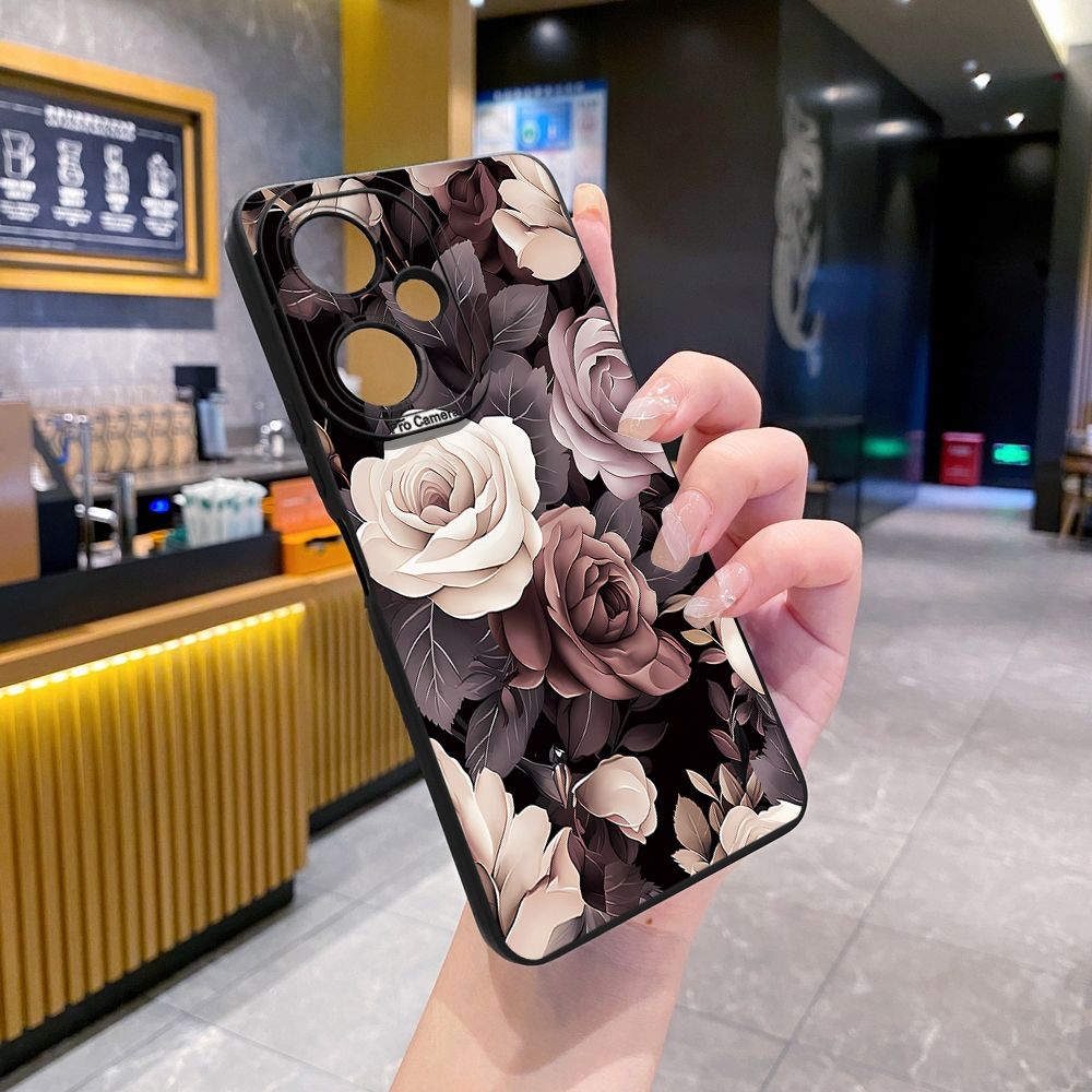 For VIVO Y28 Y03 Y18 Y17S Y27 Y15A Y15S Y02S Y02A Y36 Y33S Y12S Y12A Y01 Y1S Y20A Y22 Coffee Pink Color Rose Full Protective Case Anti Drop Cover