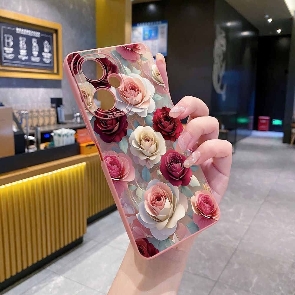 For VIVO Y28 Y03 Y18 Y17S Y27 Y15A Y15S Y02S Y02A Y36 Y33S Y12S Y12A Y01 Y1S Y20A Y22 Coffee Pink Color Rose Full Protective Case Anti Drop Cover