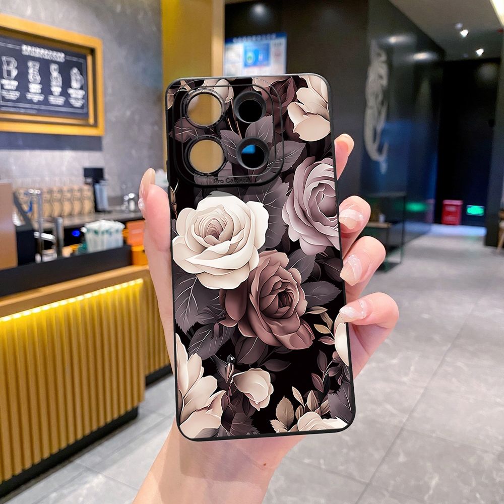 For Xiaomi Redmi Note 13 12 Pro 5G 12S 11S 13C A1 10 Pro 4G 10S Redmi 10C 9C Coffee Pink Color Rose Full Protective Case Anti Drop Cover