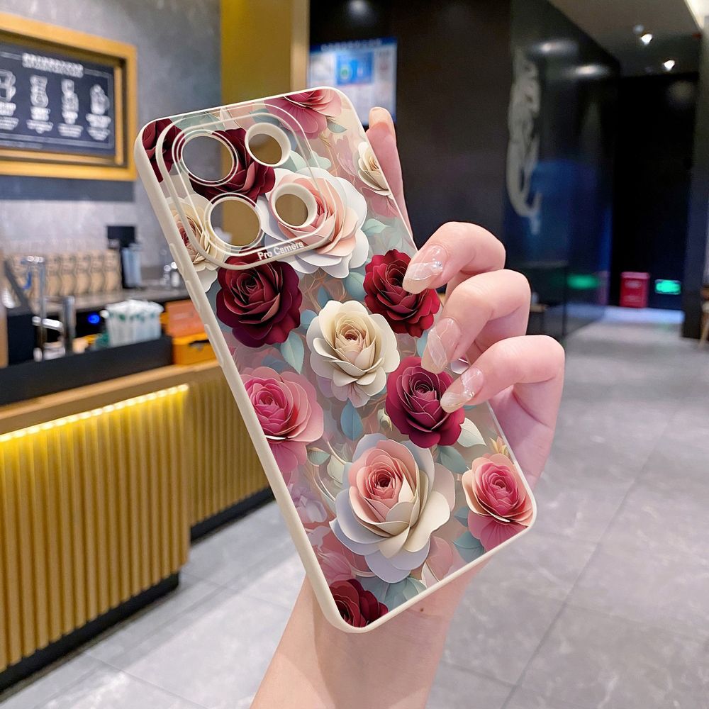 For Xiaomi Redmi Note 13 12 Pro 5G 12S 11S 13C A1 10 Pro 4G 10S Redmi 10C 9C Coffee Pink Color Rose Full Protective Case Anti Drop Cover