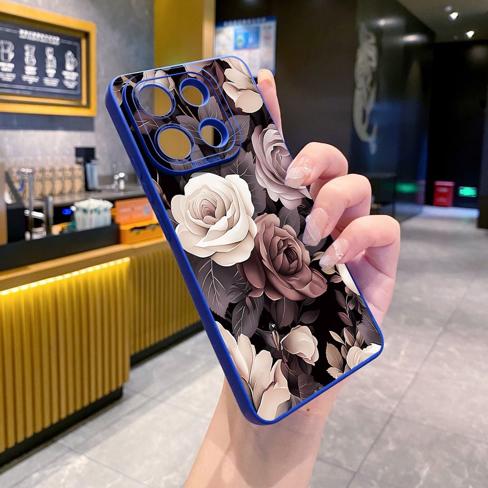 For Xiaomi Redmi Note 13 12 Pro 5G 12S 11S 13C A1 10 Pro 4G 10S Redmi 10C 9C Coffee Pink Color Rose Full Protective Case Anti Drop Cover