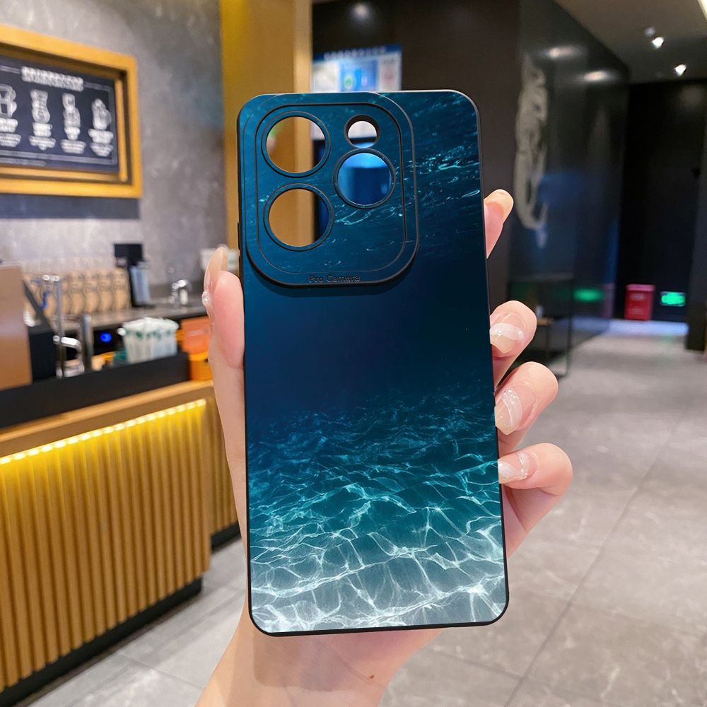 For Infinix Hot 50i 40i 40 Pro Note 12 G96 30 Hot 20 Play 12i 30i 20i 10S 11 Play 11S 10i Smart 8 9 5 Gradient Blue Seascape  Full Protective Case Anti Drop Cover