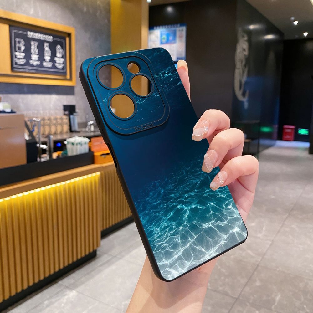 For Infinix Hot 50i 40i 40 Pro Note 12 G96 30 Hot 20 Play 12i 30i 20i 10S 11 Play 11S 10i Smart 8 9 5 Gradient Blue Seascape  Full Protective Case Anti Drop Cover