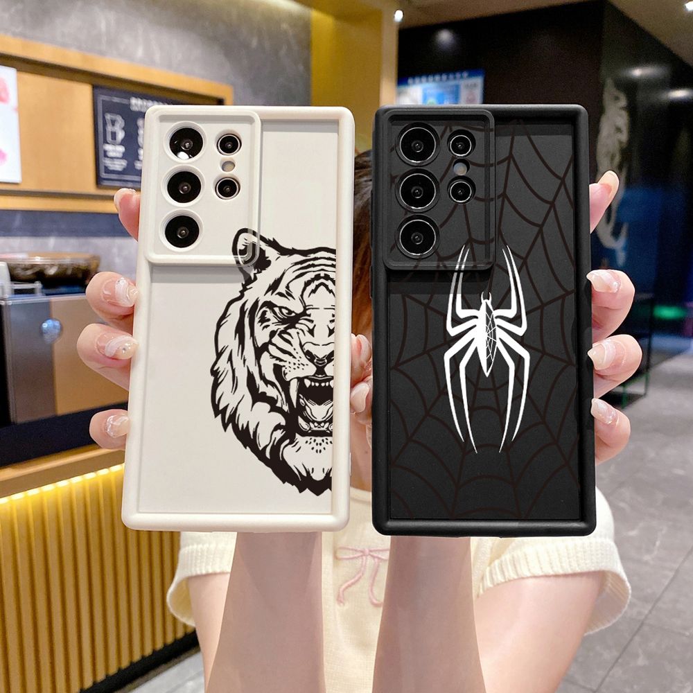 for Samsung Galaxy S24 S23 Ultra S22 Plus S21 FE S20 Cool Tiger Spider Full Protective Phone Case Anti Drop Cover