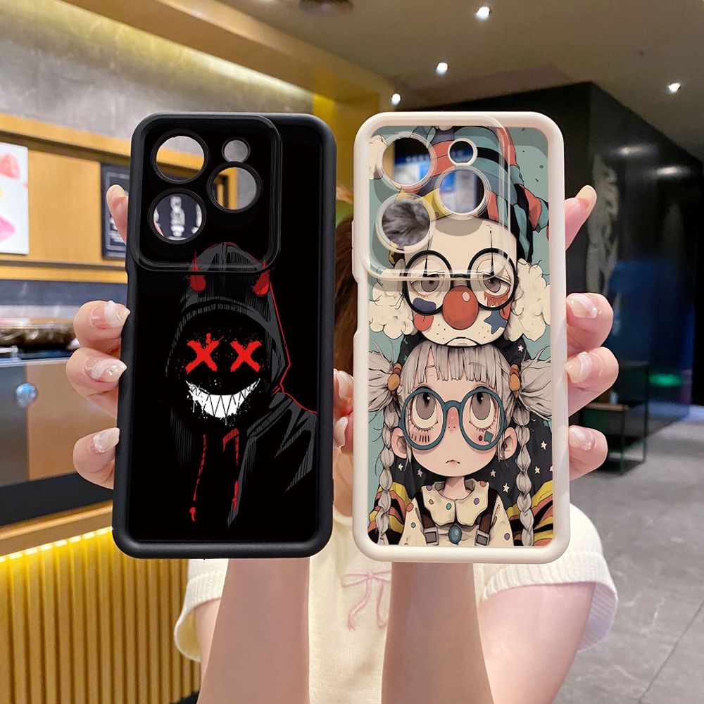 for Infinix Hot 40i 40 Pro 30 Play Note 30 Smart 8 Cute Evil Clown Girl  Full Protective Phone Case Anti Drop Cover