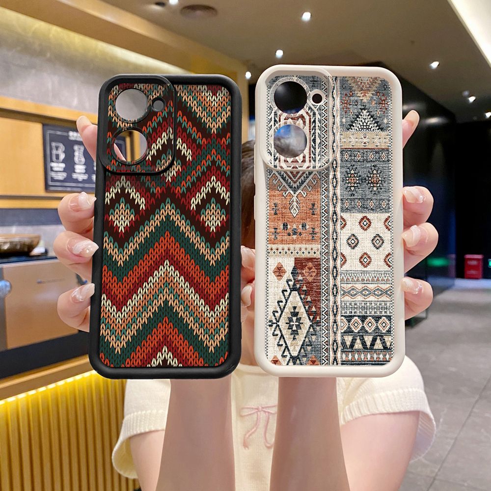 for VIVO Y17S Y27 T1X Y02S Y21S Y02 Y33S Y12S Y18 Y38 Retro Knitting Texture Full Protective Phone Case Anti Drop Cover