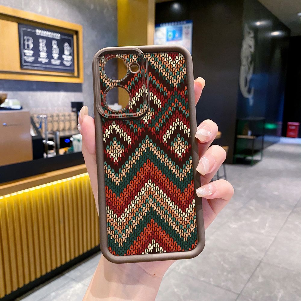 for VIVO Y17S Y27 T1X Y02S Y21S Y02 Y33S Y12S Y18 Y38 Retro Knitting Texture Full Protective Phone Case Anti Drop Cover