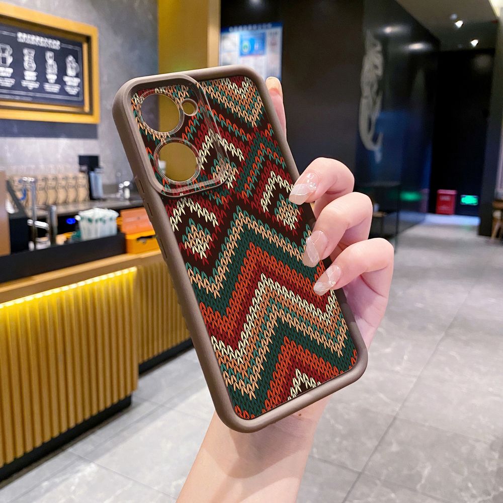 for VIVO Y17S Y27 T1X Y02S Y21S Y02 Y33S Y12S Y18 Y38 Retro Knitting Texture Full Protective Phone Case Anti Drop Cover